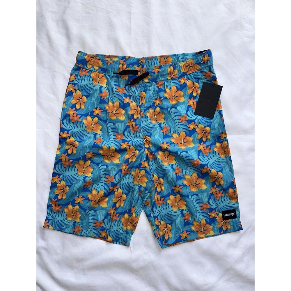 Hurley Boys Youth Size L 12-13Y Tropical Hawaiian Floral Board Shorts Swim